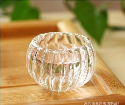 直销加厚耐高温玻璃茶具双层品茗杯菊瓣南瓜条纹杯透明功夫花茶杯